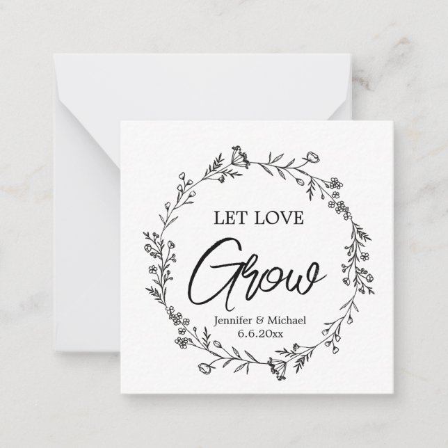 let love grow ,botanical floral wedding  card (Front)