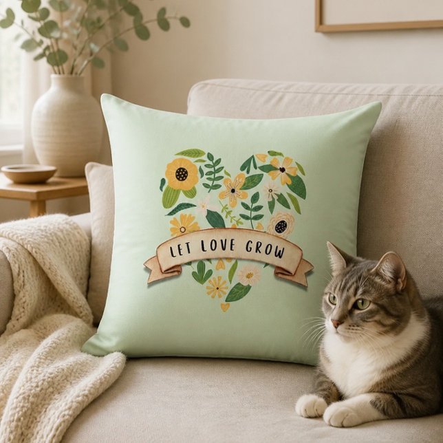 Let Love Grow | Botanical Heart Cushion (Creator Uploaded)