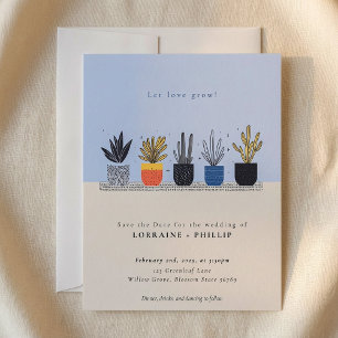 Let Love Grow Botanical potted house plants Save The Date