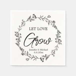 Let Love Grow Botanical Wildflower Wreath Wedding Napkin