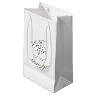 "Let love grow" calligraphy rustic greenery favour Small Gift Bag