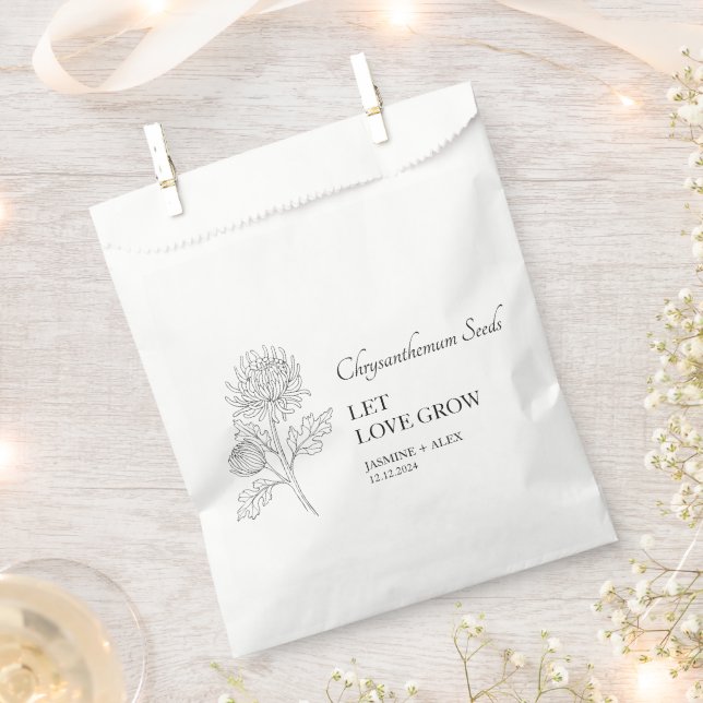 Let Love Grow Chrysanthemum Seed Wedding Favour Bags (Clipped)