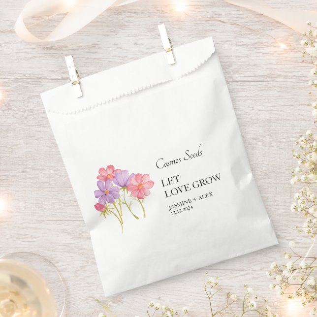 Let Love Grow Cosmos Seed Wedding Favour Bags (Clipped)