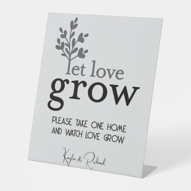 Let Love Grow Custom Wedding Pedestal Sign (Front)