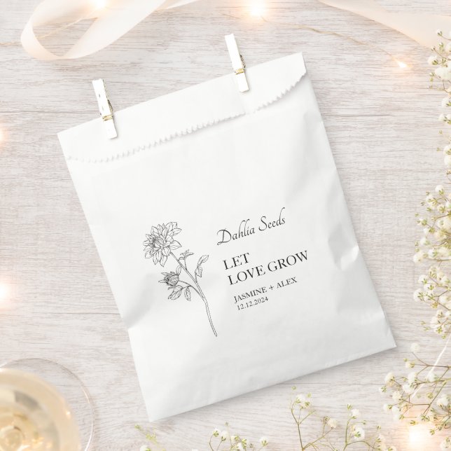 Let Love Grow Dahlia Seed Wedding Favour Bags (Clipped)