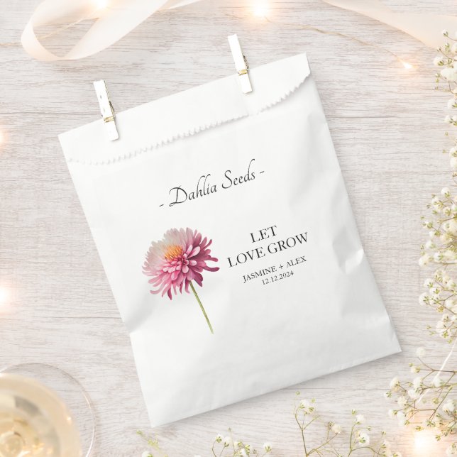 Let Love Grow Dahlia Seed Wedding Favour Bags (Clipped)