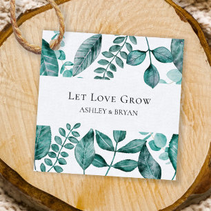 Let Love Grow Elegant Teal Greenery Wedding Favour Tags