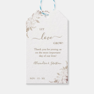 Let Love Grow Floral Wedding Favour Gift Tags