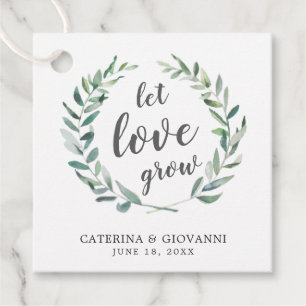 Let Love Grow Greenery Wreath Rustic Wedding Favour Tags