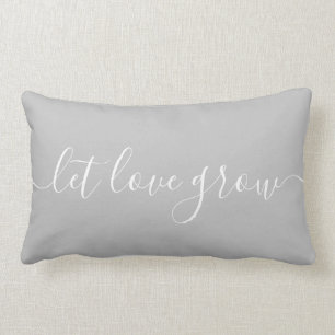 Let Love Grow Grey & White Lumbar Cushion