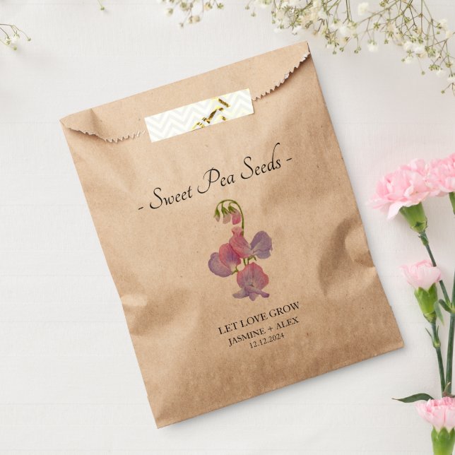 Let Love Grow l Sweet Pea Seeds Wedding Favour Bags (Sealed)