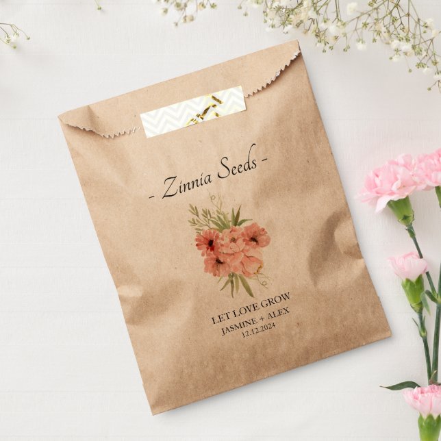 Let Love Grow l Zinnia Seeds Wedding Favour Bag (Sealed)