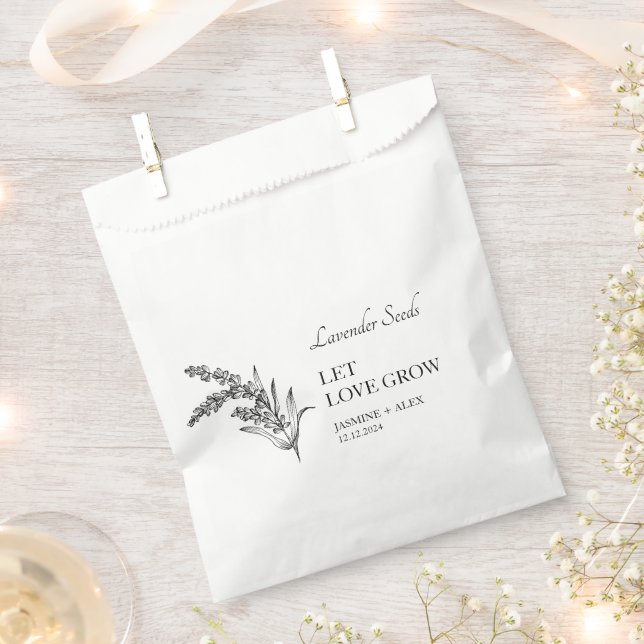 Let Love Grow Lavender Seed Wedding Favour Bag (Clipped)