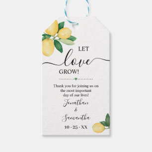 Let Love Grow Lemons Bridal Shower Plant Favour Gift Tags