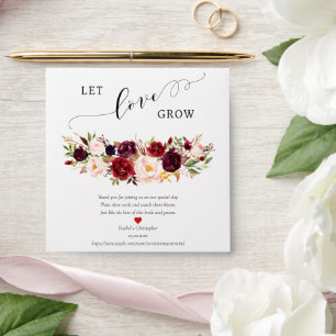 Let Love Grow Marsala Peony Boho Seed Packet Envelope