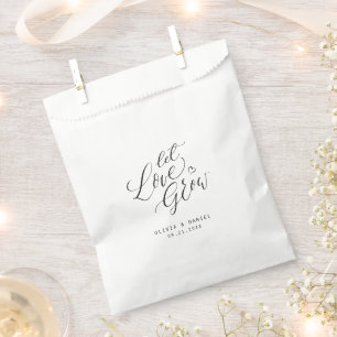"Let love grow" modern calligraphy wedding Favour Bags