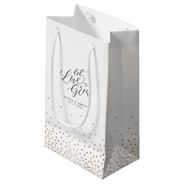 "Let love grow" modern calligraphy wedding favour Small Gift Bag (Front Angled)