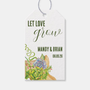 Let Love Grow, Personalised Succulent Favour Gift Tags