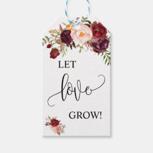 Let Love Grow plant gift marsala wedding favour Tags