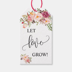 Let Love Grow plant gift pink floral wedding favou Gift Tags