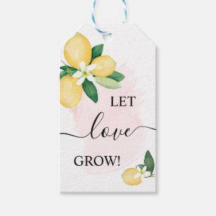 Let Love Grow Plant Gift Pink Lemons Shower Favour Gift Tags