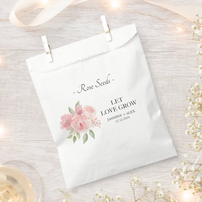 Let Love Grow Rose Seed Wedding Favour Bags (Clipped)