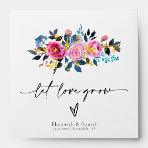 Let Love Grow Roses Gold Wedding Favor Seed Packet Envelope