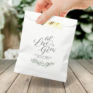 "Let love grow" script rustic greenery wedding Favour Bags