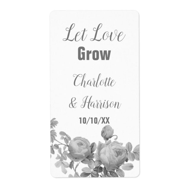 Let Love Grow Seed Packet Wedding Favour label (Front)