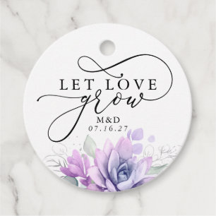 Let Love Grow Silver Greenery Elegant Wedding Favour Tags