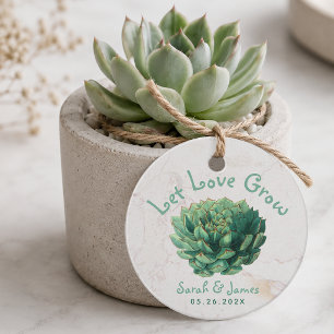 Let Love Grow Succulent Green Wedding Favours Favour Tags