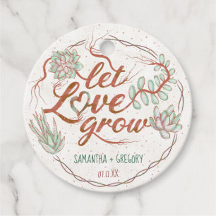 Let Love Grow Succulent Wedding Shower Plant Pot Favour Tags