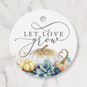 Let Love Grow Succulents and Pumpkins Fall Favour Tags