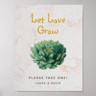 Let Love Grow Succulents Botanical Wedding Favours Poster