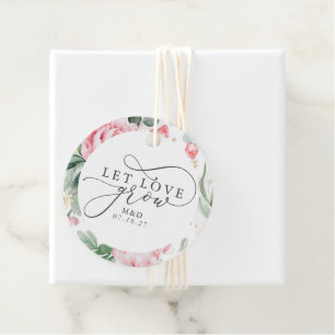 Let Love Grow Succulents & Pink Flowers Thank You Favour Tags