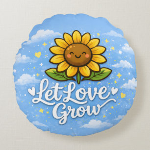 Let Love Grow - Sunflower Round Cushion