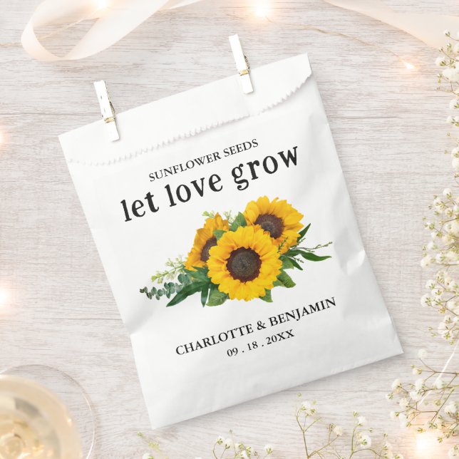 Let Love Grow Sunflower Seed Wedding  Favour Bags (Clipped)