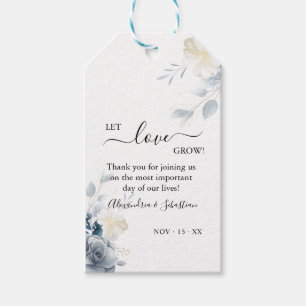 Let Love Grow Watercolor Flowers Wedding Favour  Gift Tags