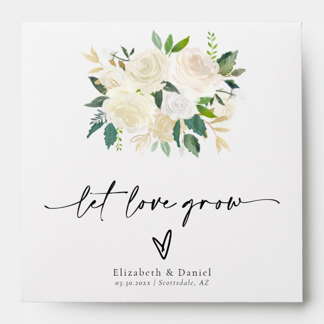 Let Love Grow White Boho Wedding Favour Seed Packe Envelope (Front)