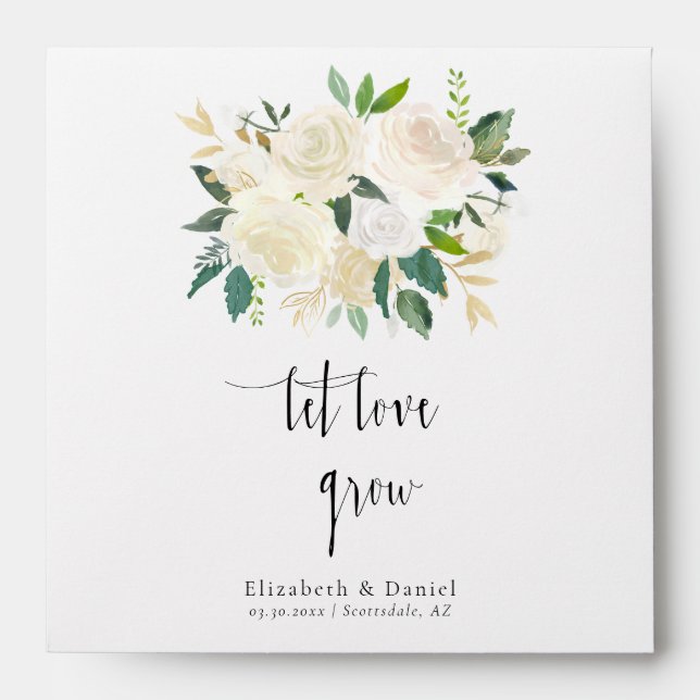 Let Love Grow White Boho Wedding Favour Seed Packe Envelope (Front)