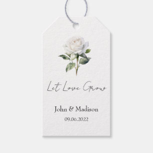 Let love grow White rose seed packet Wedding Gift Tags