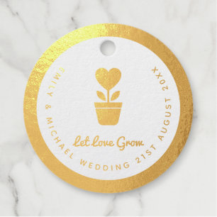Let Love Grown Real Foil Wedding Bridal Shower Favour Tags
