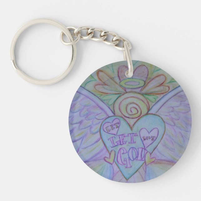 Let Love, Let God Guardian Angel Custom Keychain (Front)