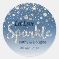 Let Love Sparkle Glitter Stars Blue Watercolor