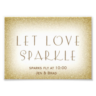 Let love sparkle - gold sparkler send off photo print