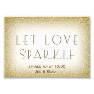 Let love sparkle - gold sparkler send off photo print