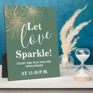 Let love Sparkle Green wedding sign tabletop Plaque