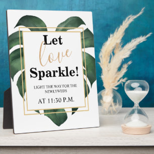 Let love Sparkle Leaf wedding sign  Tabletop   Plaque