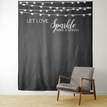 Let love sparkle photo Booth banner Tapestry