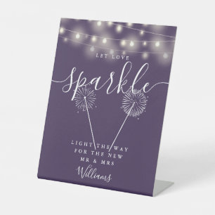 Let Love Sparkle Purple String Lights Pedestal Sign